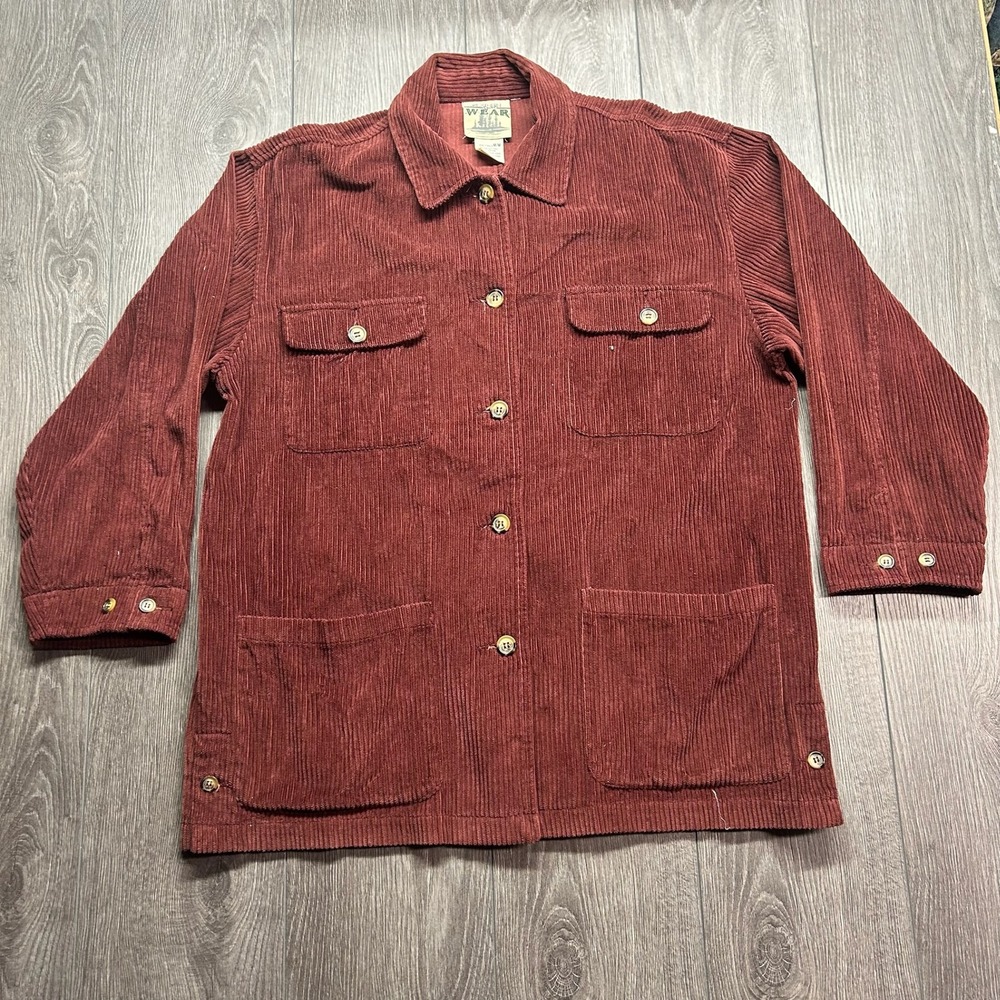 Northern Spirit Wear Mens Medium Maroon Corduroy Jacket Vintage 90s Workwear